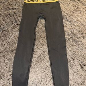 Gymshark Black Leggings with Bold Yellow Trim